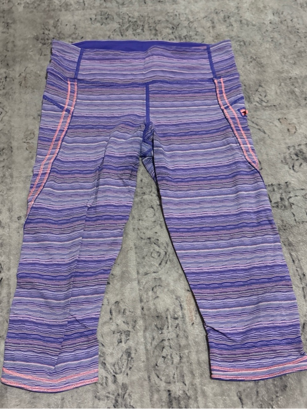Lululemon Purple Stripe Active Capri Leggings